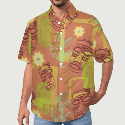 Tiki Chest Pocket Short Sleeve Hawaiian Shirt 2306100692
