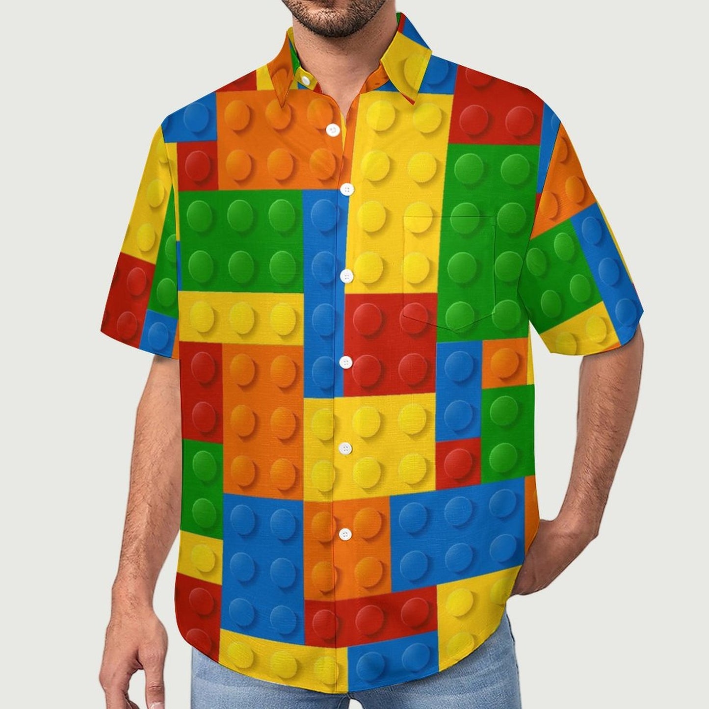 Men's Brick Art Print Vacation Hawaiian Shirt 2305106648