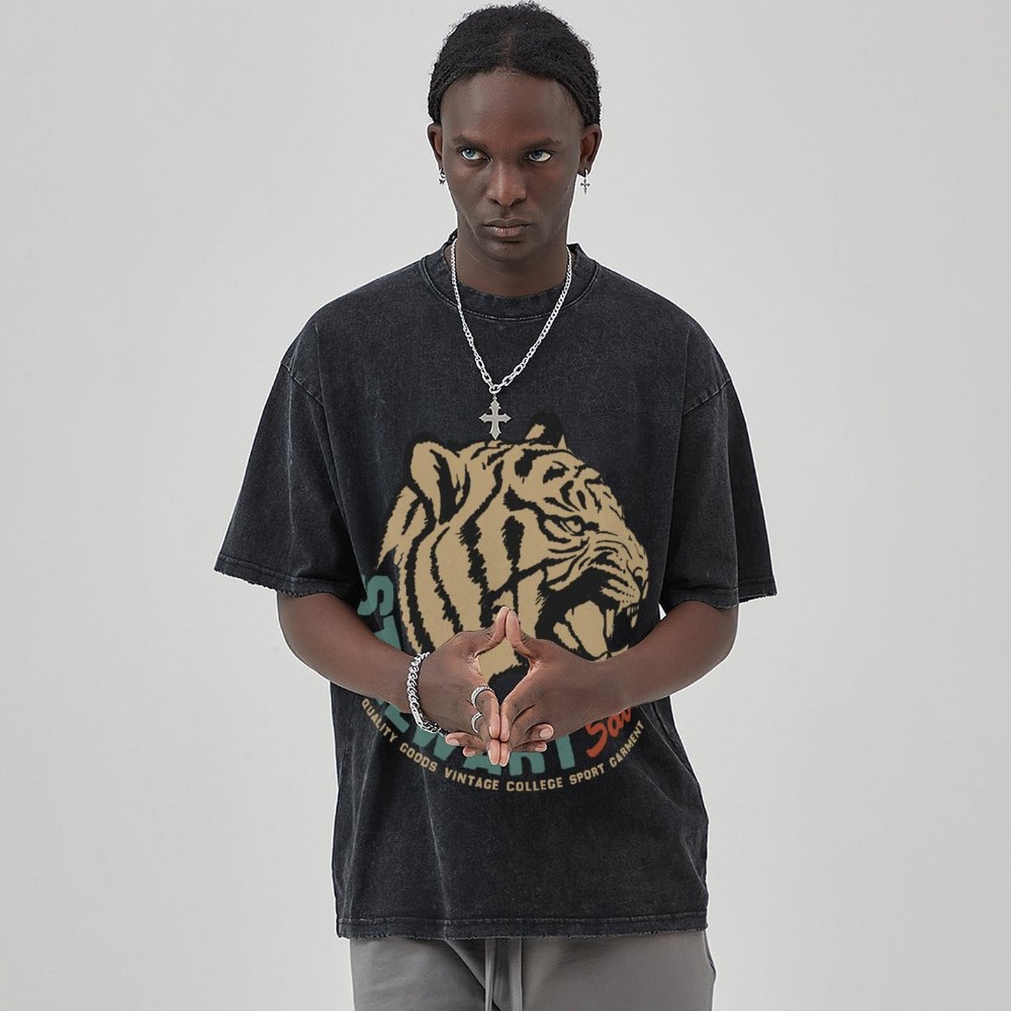 Mens Cotton Wash Solid T-Shirts Oversized Unisex Short Sleeve Streetwear Rap Hip Hop Basic Tee Tops 2305101622