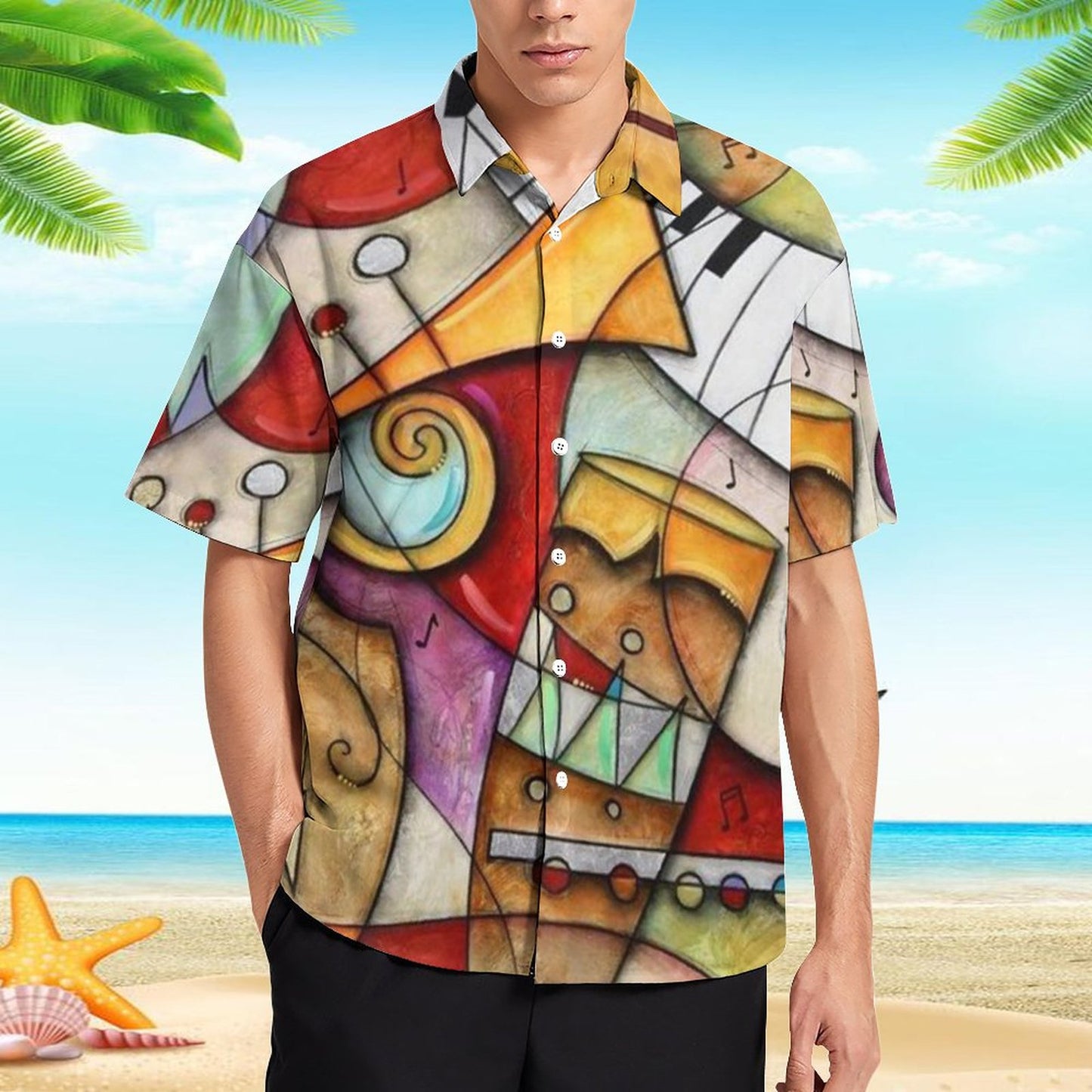 Men's Hawaiian Print Resort Shirt 2305102029