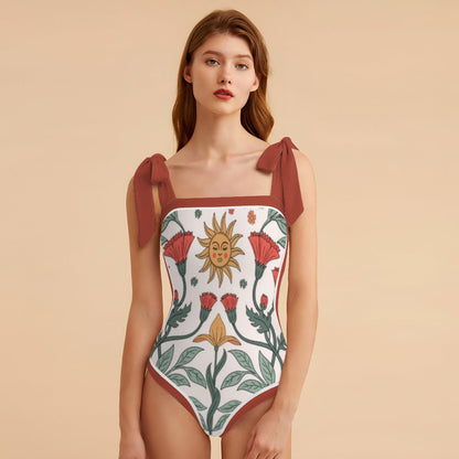 Fashion Printed One Piece Swimsuit And Cover Up 2306102472