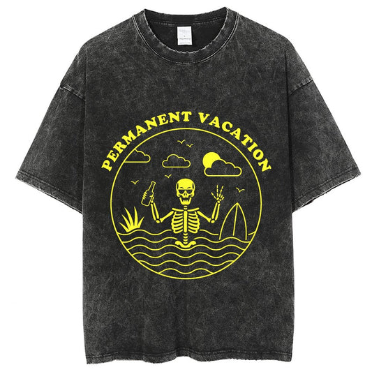 Unisex Vintage Solid Wash T-Shirts 2305101596