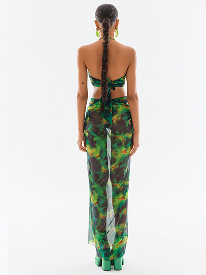 Green Halter Bikini and Cover Up