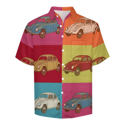Men's Painted Car Print Vacation Hawaiian Shirt