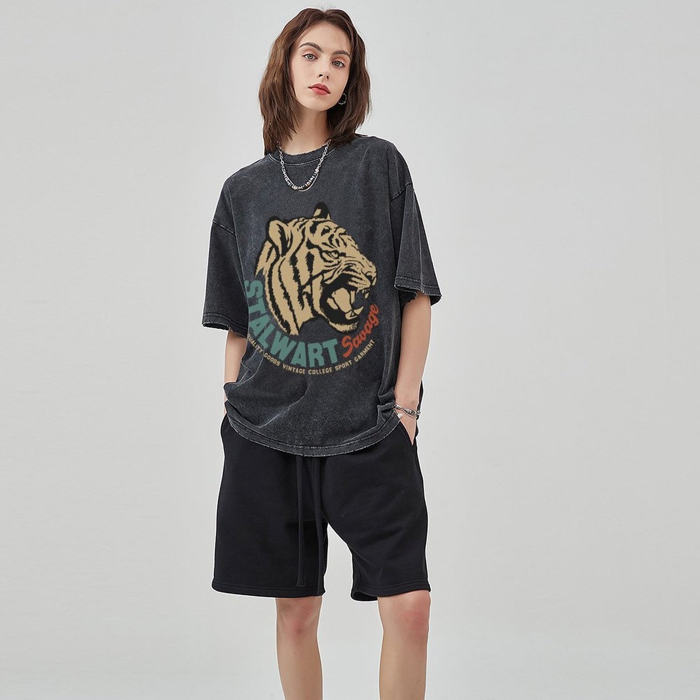 Mens Cotton Wash Solid T-Shirts Oversized Unisex Short Sleeve Streetwear Rap Hip Hop Basic Tee Tops 2305101622