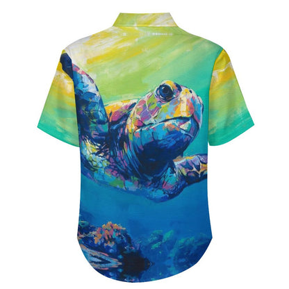 Men's Oil Painting Art Turtle Print Vacation Hawaiian Shirt 2305106496