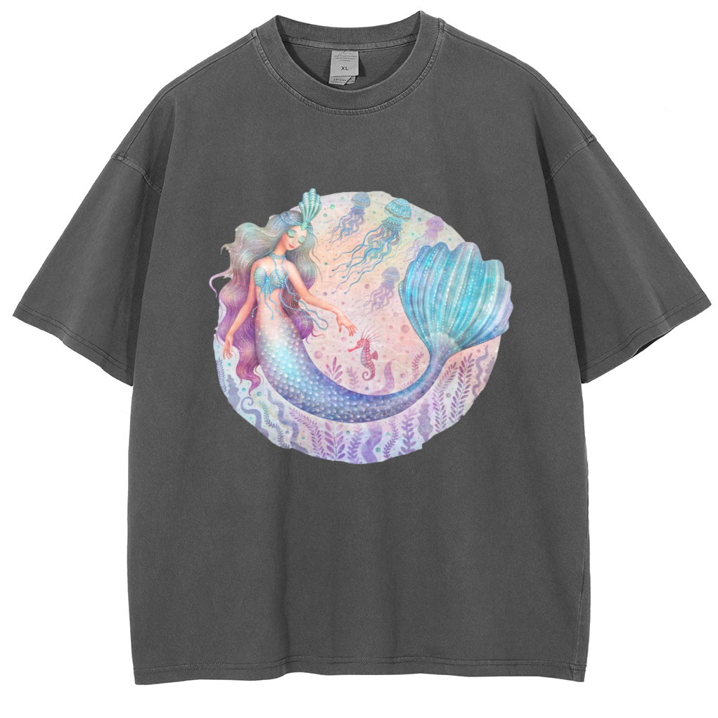 Mens Cotton Wash Solid T-Shirts Oversized Unisex Short Sleeve Streetwear Rap Hip Hop Basic Tee Tops