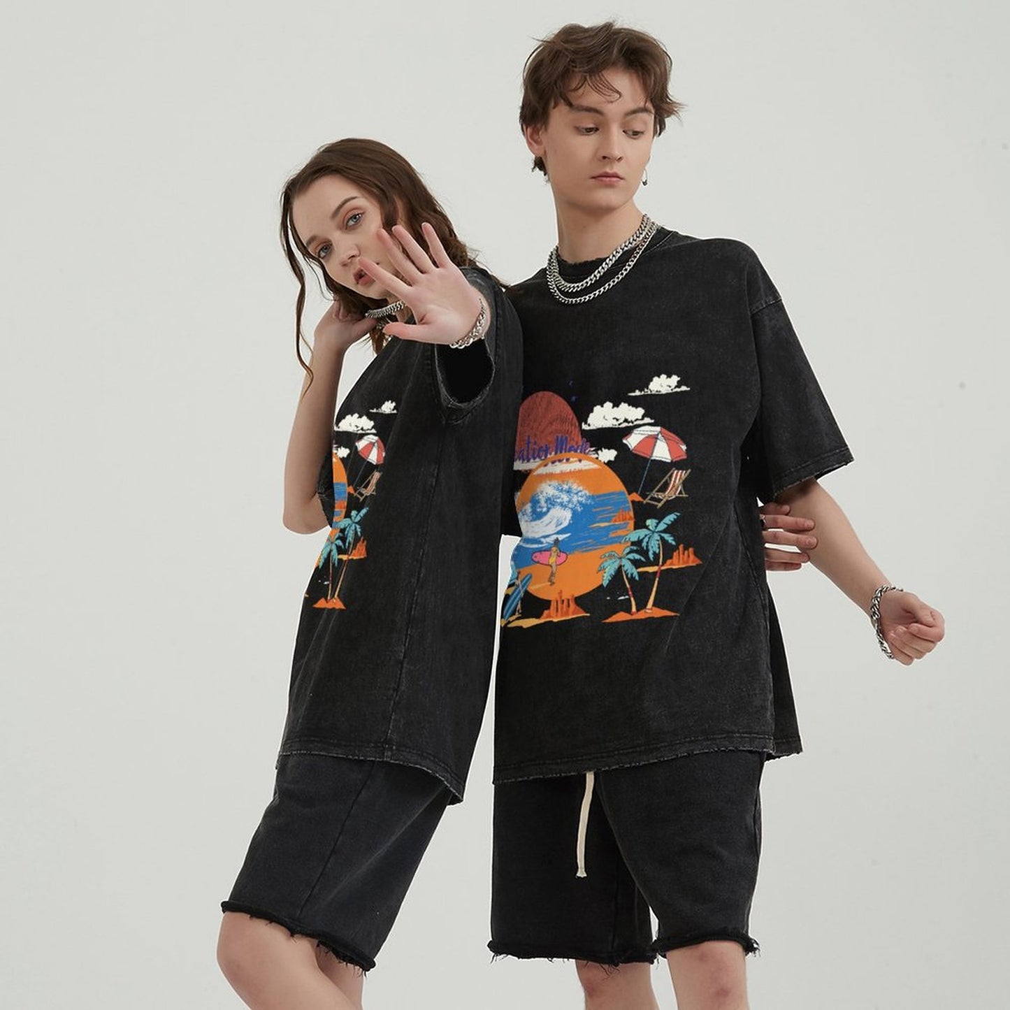Unisex Vintage Solid Wash T-Shirts 2305102653