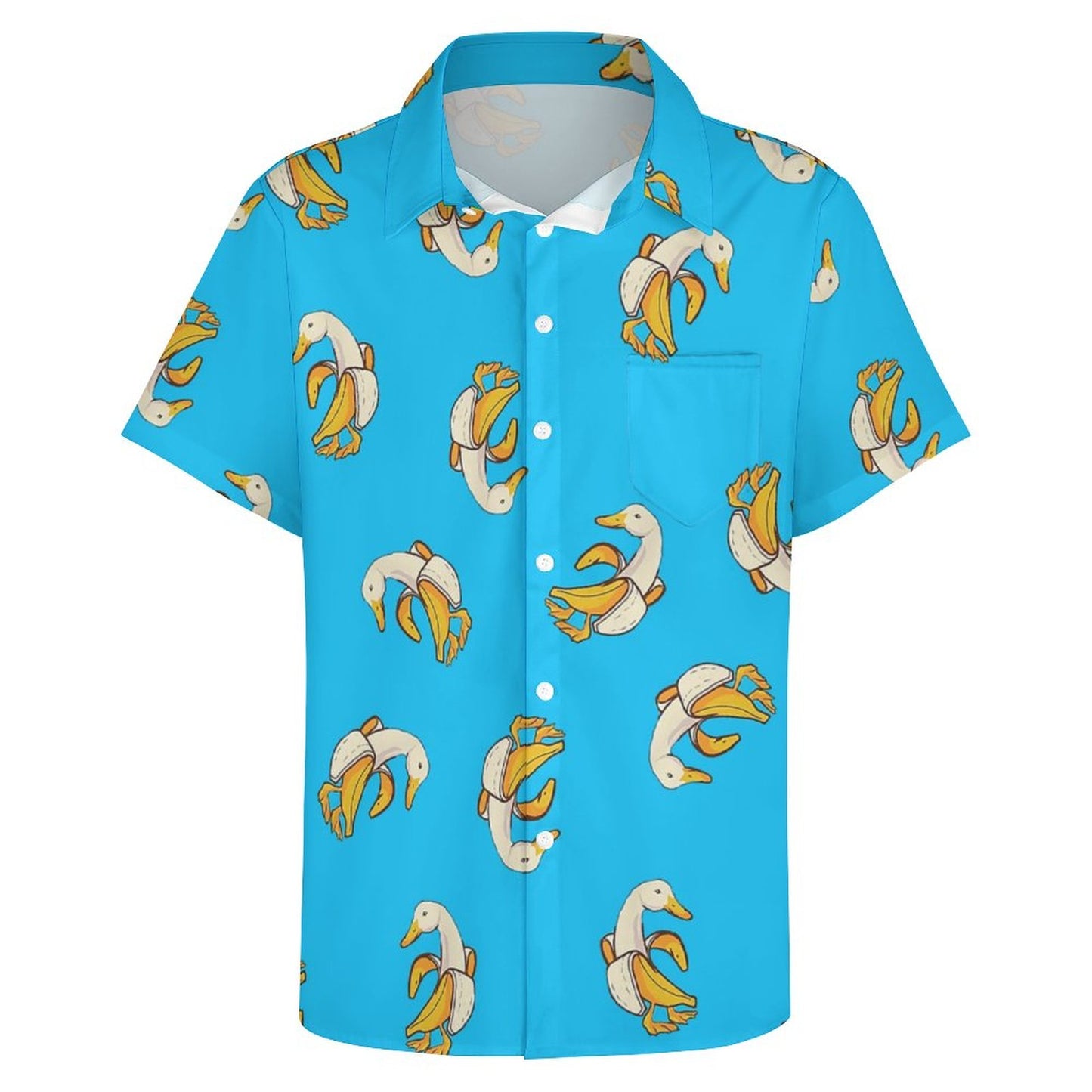 Men's Banana Duck Print Casual Short Sleeve Shirt 2306102381