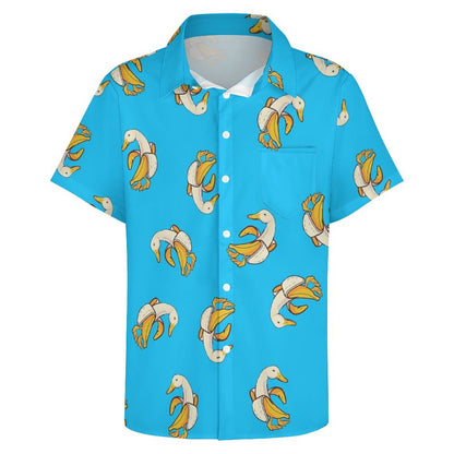 Men's Banana Duck Print Casual Short Sleeve Shirt 2306102381