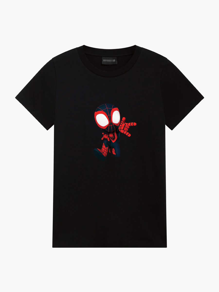Women's Casual Mini Spider-Man Printed Round Neck Short Sleeve T-Shirt