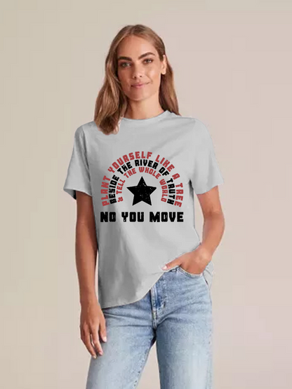 Women's Casual Marvel No You Move Printed Round Neck Short Sleeve T-Shirt