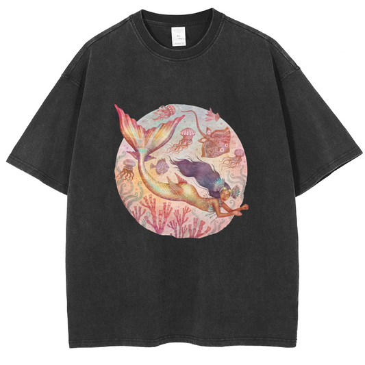Mens Cotton Wash Solid T-Shirts Oversized Unisex Short Sleeve Streetwear Rap Hip Hop Basic Tee Tops
