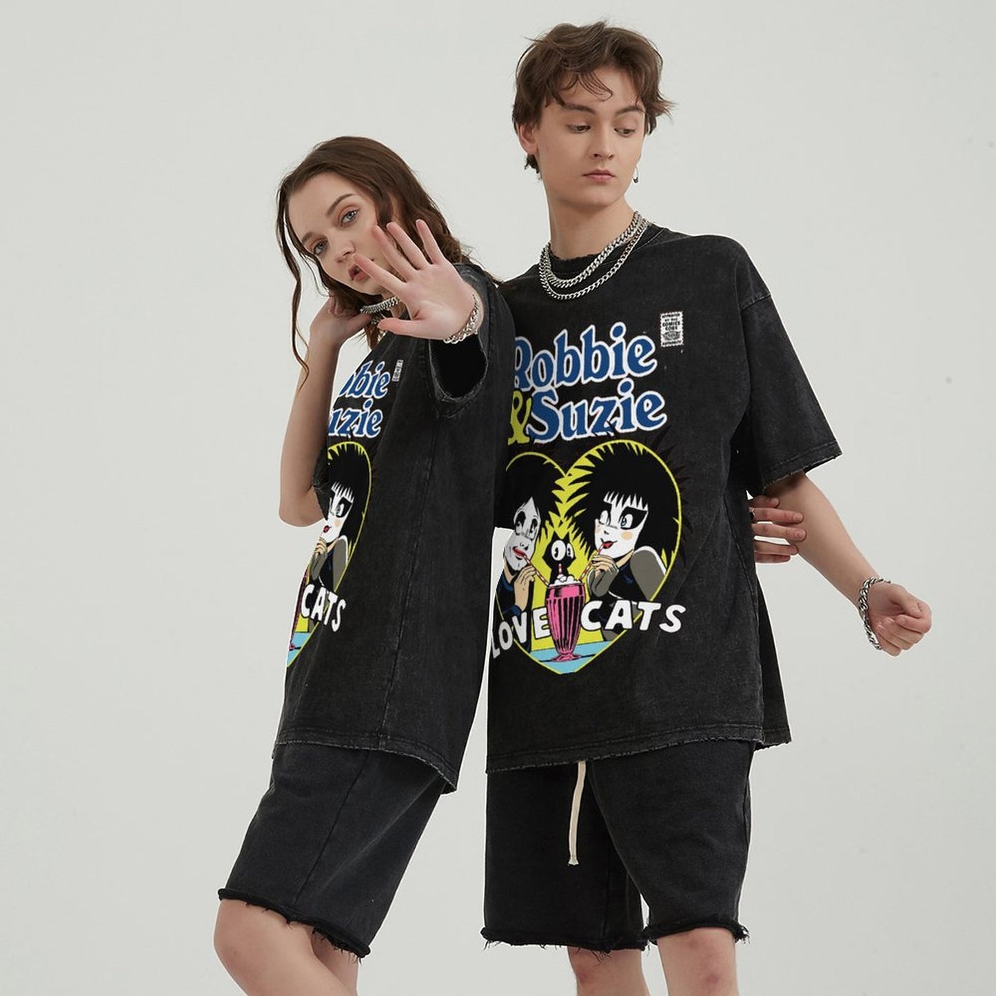 Unisex Vintage Solid Wash Denim T-Shirts