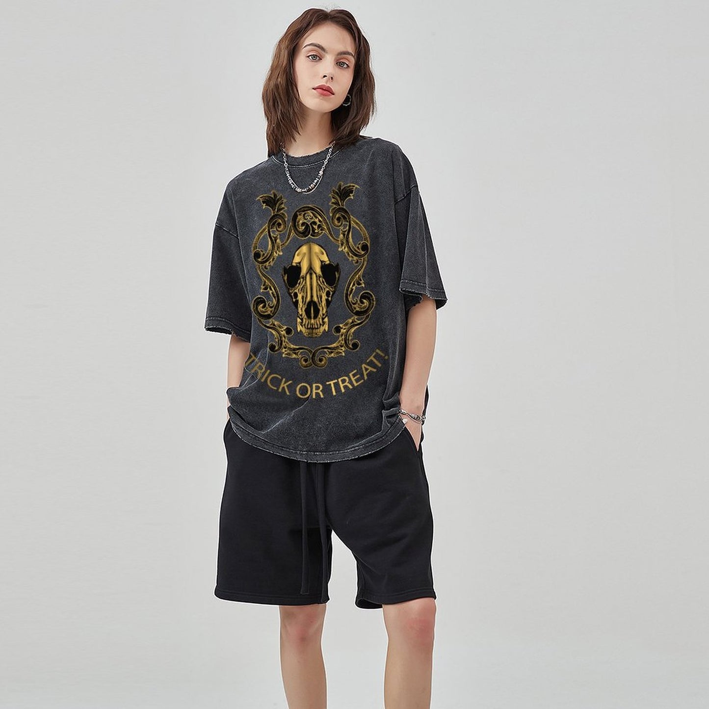 Unisex Vintage Solid Wash T-Shirts 2305101599