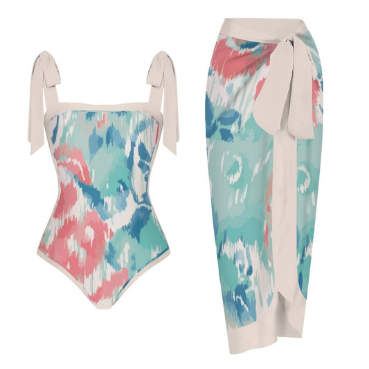 Fashion Printed One Piece Swimsuit And Cover Up 2305106054