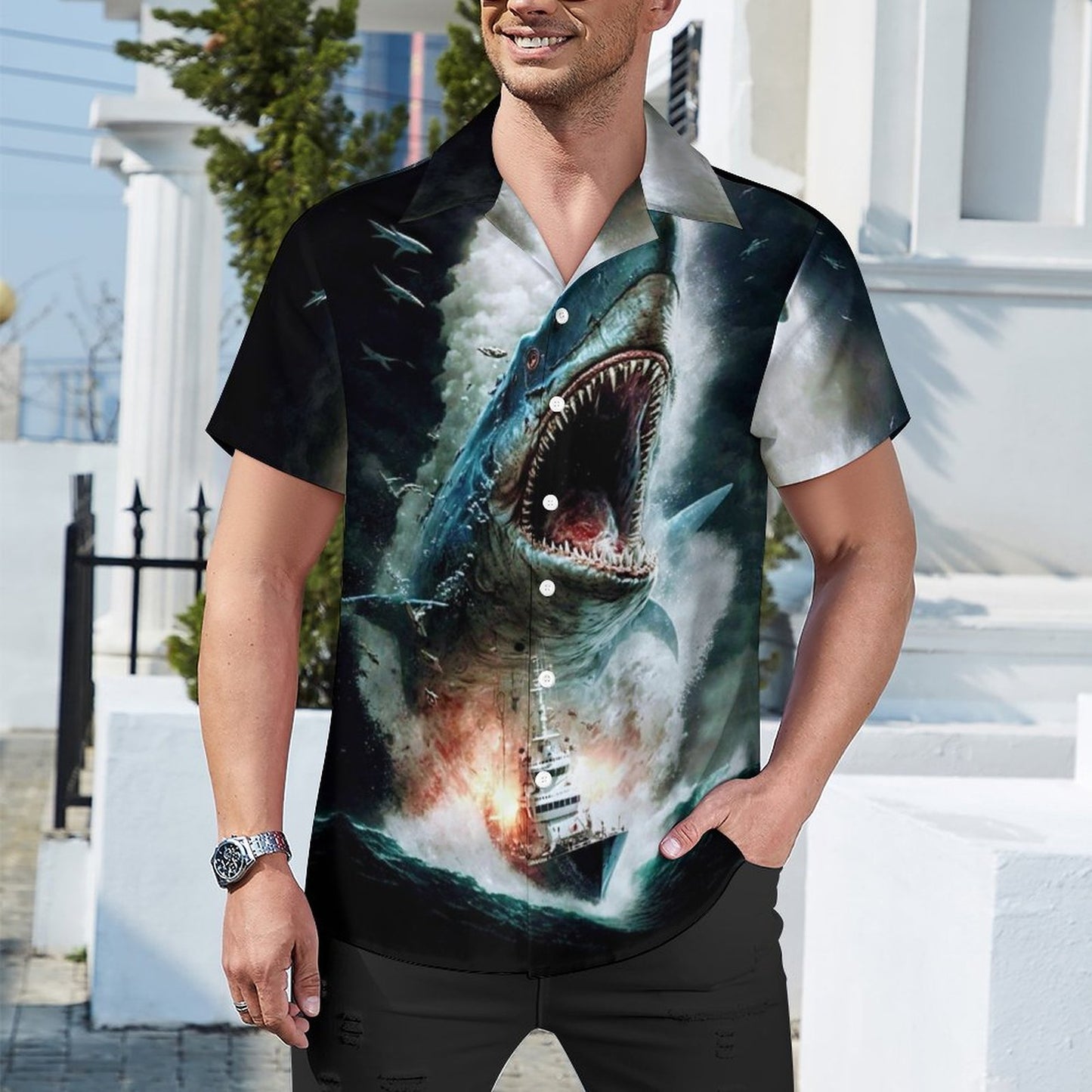 Men Hawaiian Casual Short Sleeve Shirt 2306101371