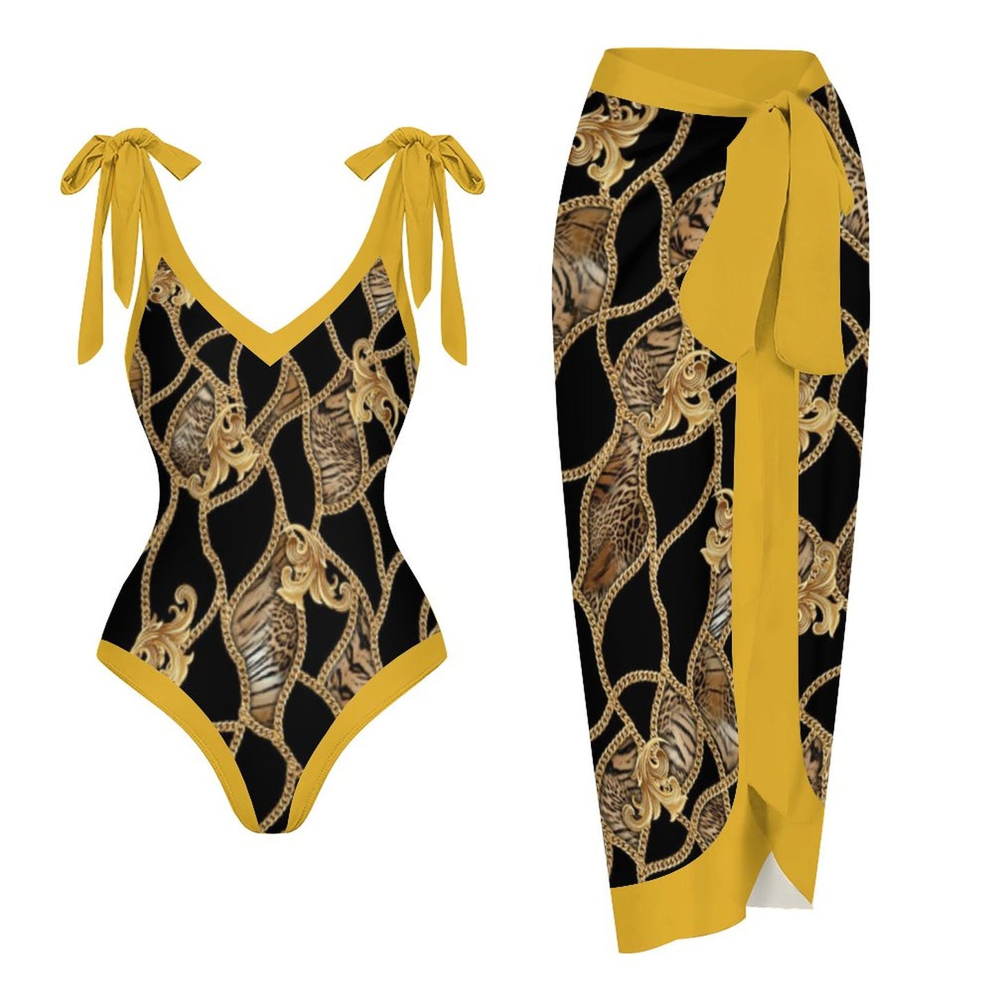Casual Printed One Piece Swimsuit And Cover Up 2305105909