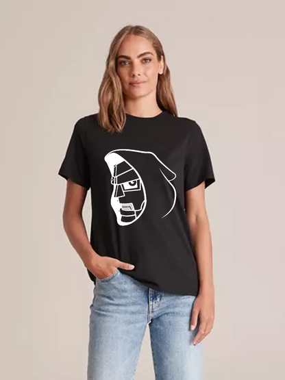 Women's Casual Doom Marvel Comics Printed Round Neck Short Sleeve T-Shirt