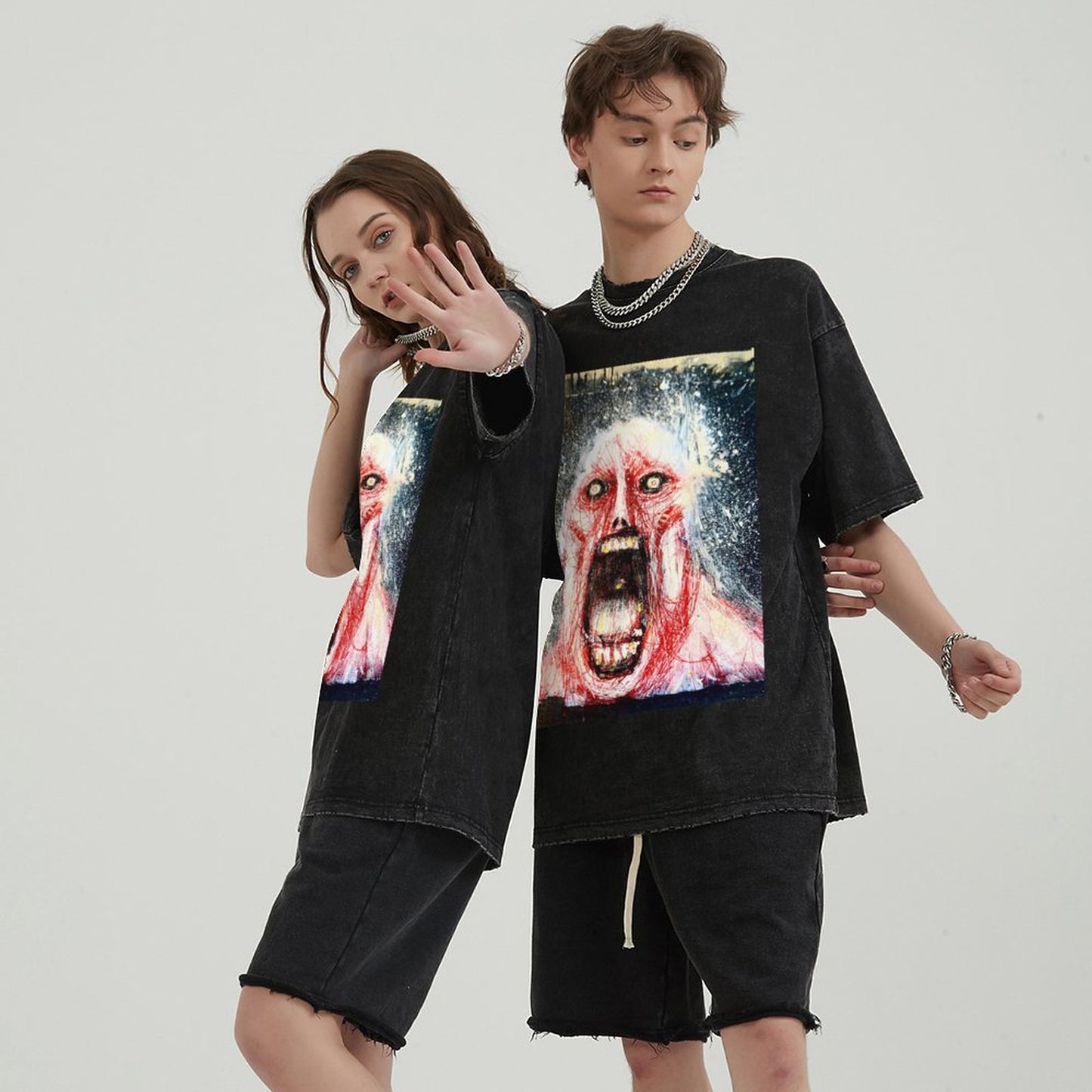 Unisex Vintage Solid Wash T-Shirts 2305104076