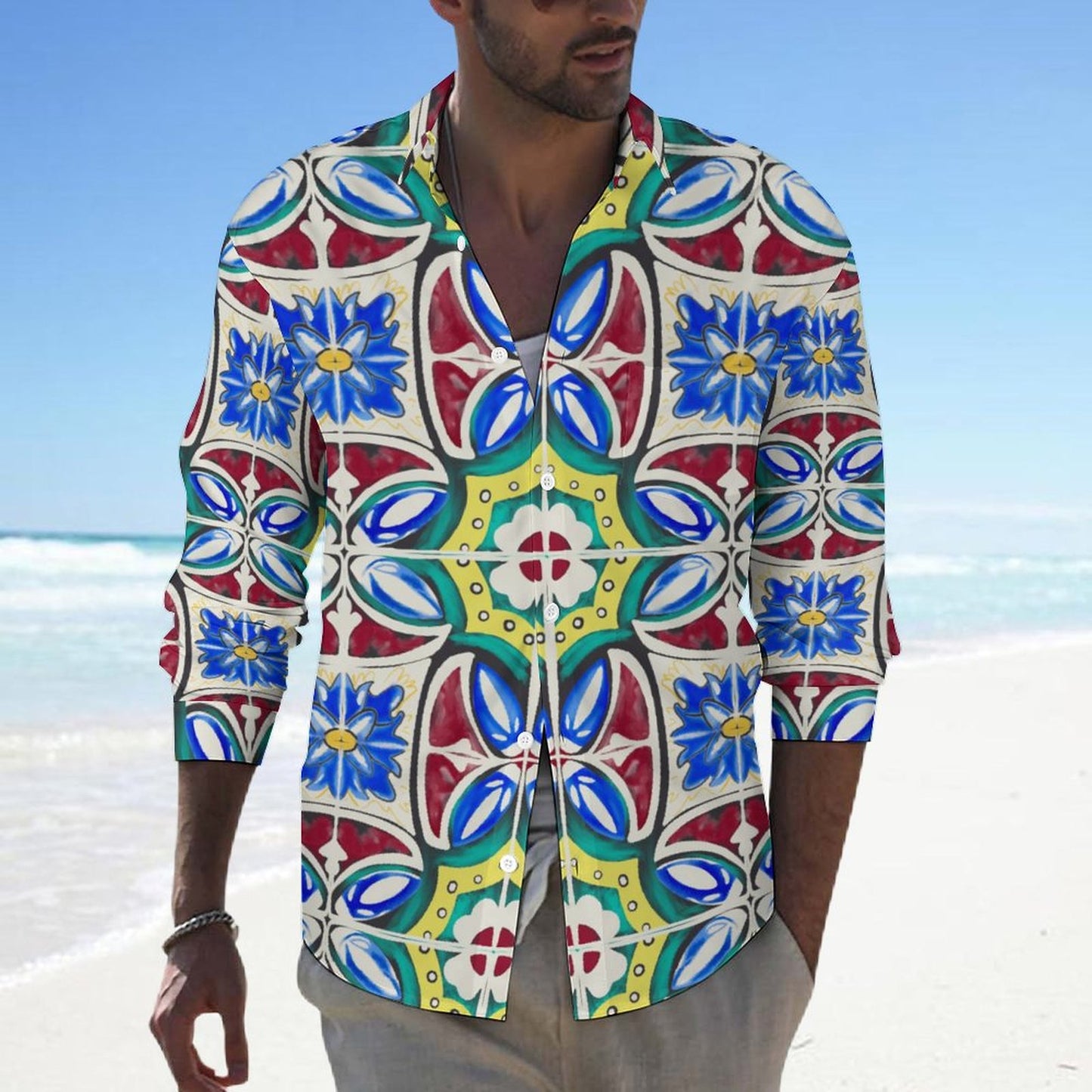 Men's Casual Printed Long Sleeve Shirt 2306103085