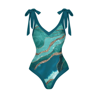 Casual Printed One-Piece Swimsuit And Cover Up 2305102700