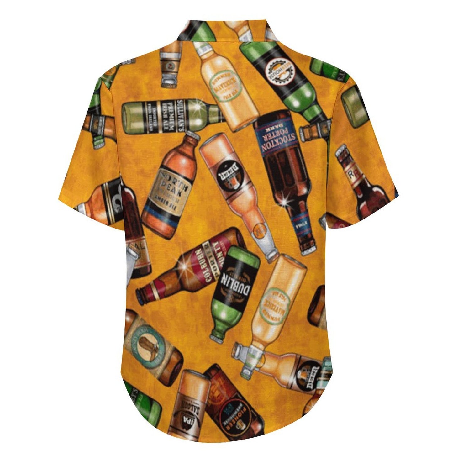 Yellow Beer Print Men's Linen Vacation Hawaiian Shirt