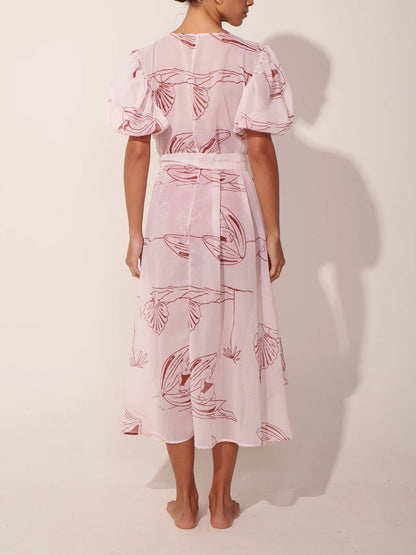 Printed One-Piece Swimsuit And Beach Kimono