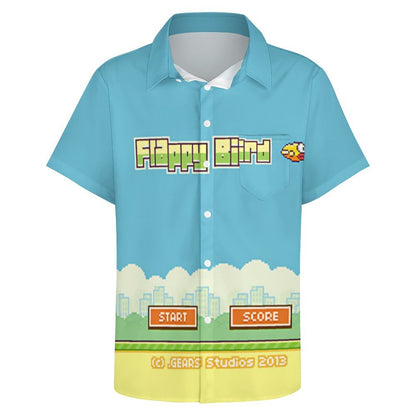 Men's Flappy Bird Print Casual Short Sleeve Shirt 2306102511