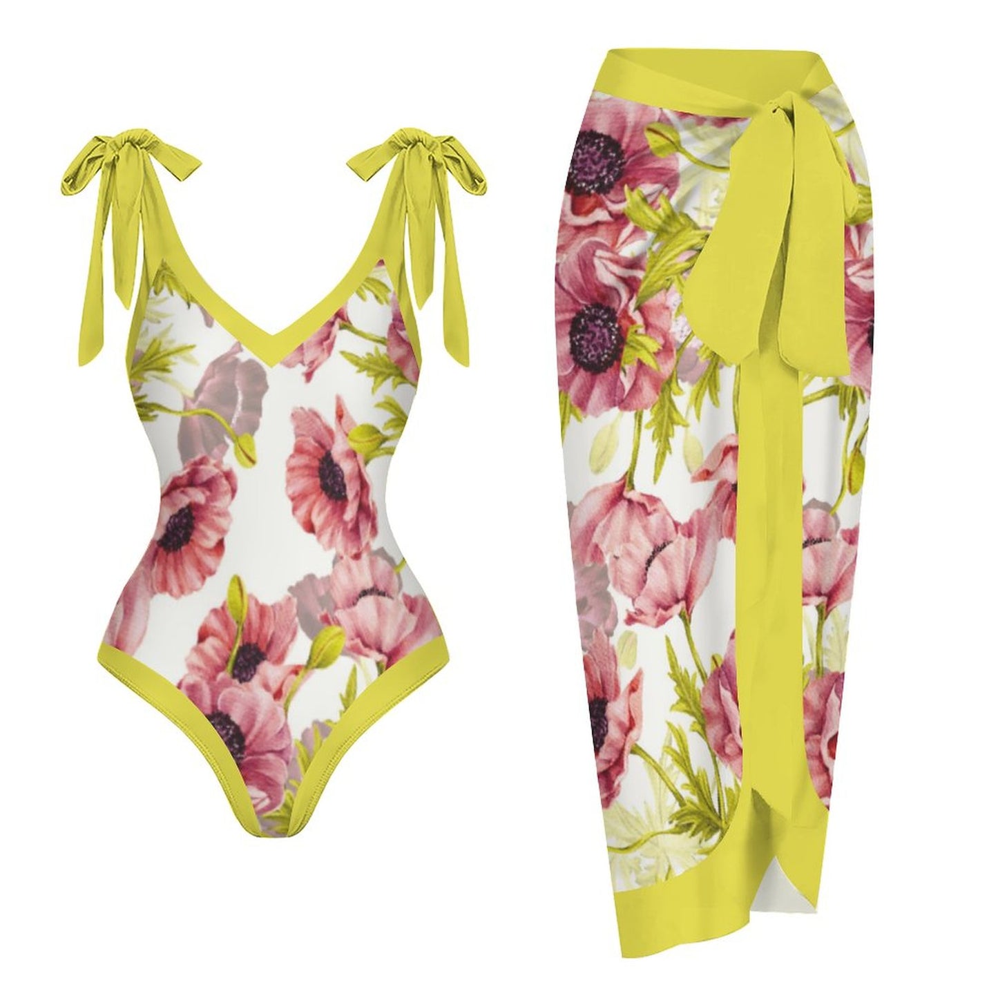 Casual Printed One-Piece Swimsuit And Cover Up 2305102410