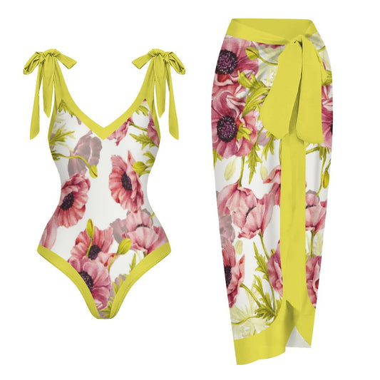Casual Printed One-Piece Swimsuit And Cover Up 2305102410