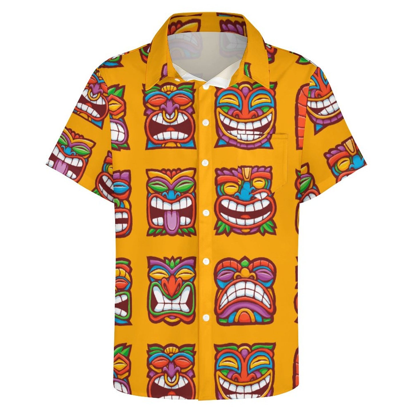 Men's TIKI Print Casual Short Sleeve Shirt 2306102579