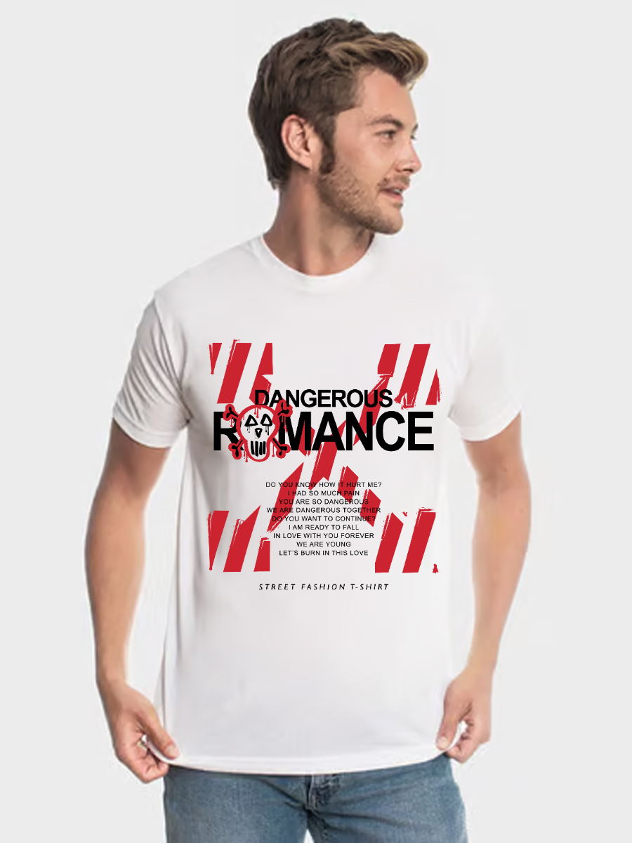 Men's Letter Casual Printed Round Neck Short Sleeve T-Shirt