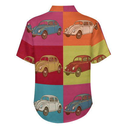 Men's Painted Car Print Vacation Hawaiian Shirt