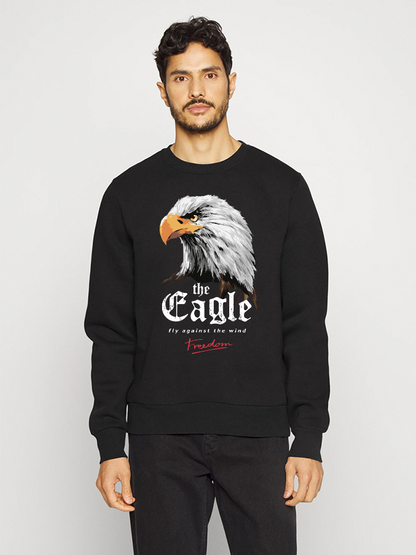 Unisex Round Neck Casual Eagle Printed Long Sleeve Sweatshirt
