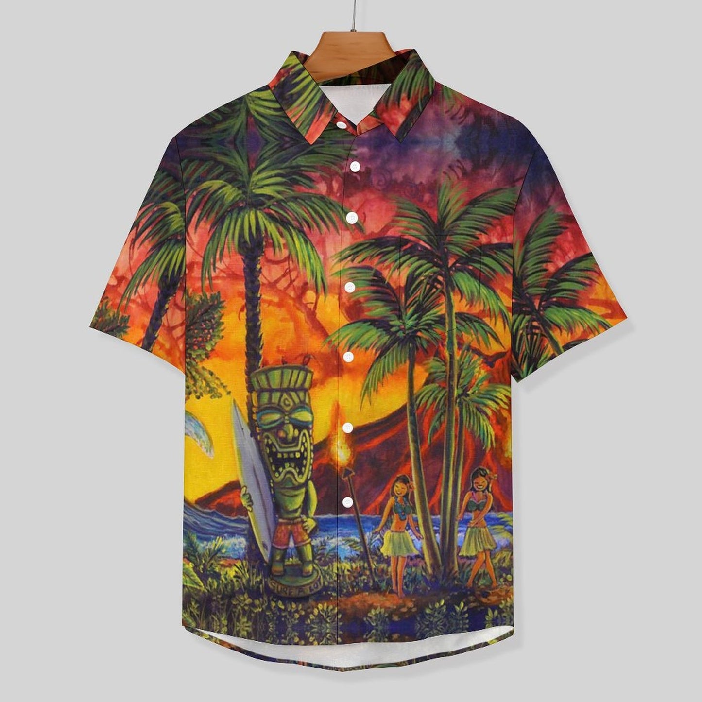 Tiki Chest Pocket Short Sleeve Hawaiian Shirt 2306100695