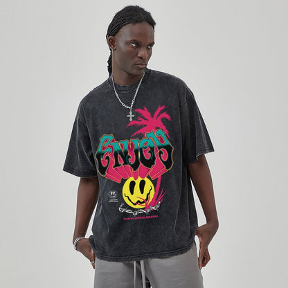 Unisex Vintage Solid Wash T-Shirts 2305101929