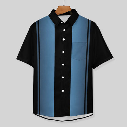 Striped Geometric Print Hawaiian Men's Casual Shirt