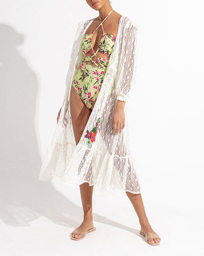 Fashion Floral Print Beach Bikini and Cover Up