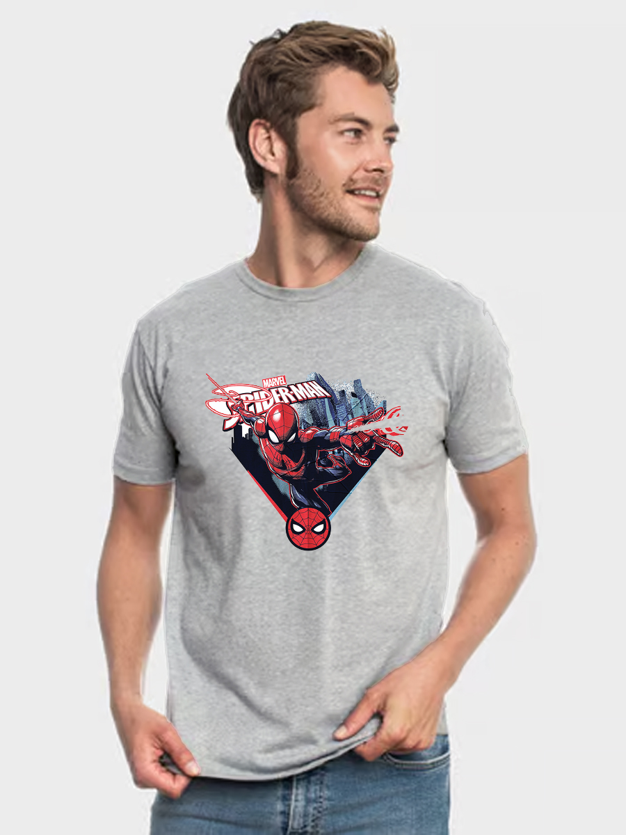 Men's Casual Marvel Spider-Man Printed Round Neck Short Sleeve T-Shirt
