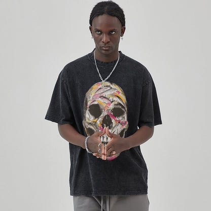 Mens Cotton Wash Solid T-Shirts Oversized Unisex Short Sleeve Streetwear Rap Hip Hop Basic Tee Tops 2305101610