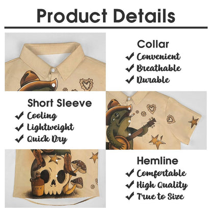 Men's Hawaiian Frog Print Casual Short Sleeve Shirt 2306102686