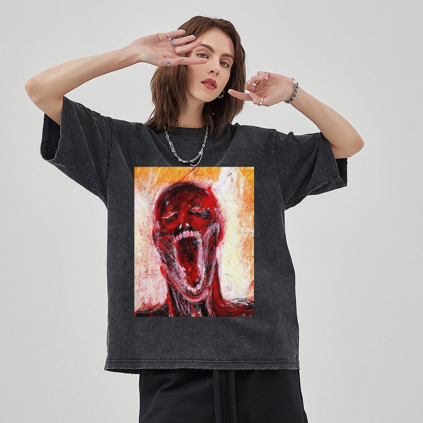 Unisex Vintage Solid Wash T-Shirts 2305104079