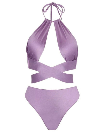 Solid Color Backless Bikini