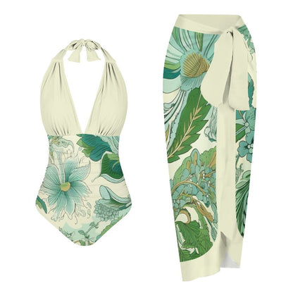 Casual Printed One Piece Swimsuit And Cover Up 2306103035