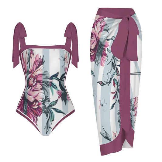 Fashion Printed One-Piece Swimsuit And Cover Up 2305104402