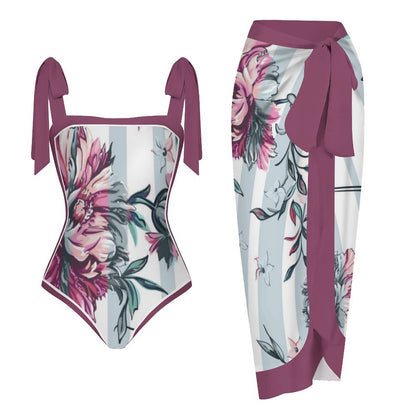 Fashion Printed One-Piece Swimsuit And Cover Up 2305104402