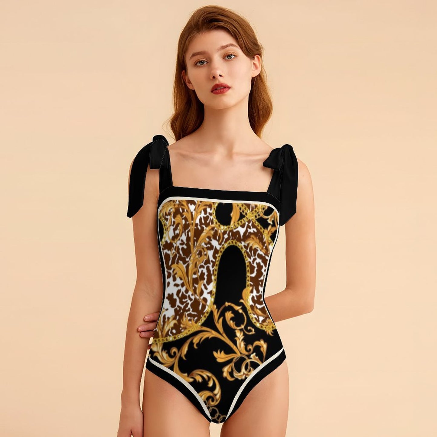 Fashion Printed One Piece Swimsuit And Cover Up 2305105920