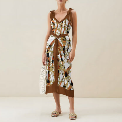Casual Printed One-Piece Swimsuit And Cover Up 2305102689