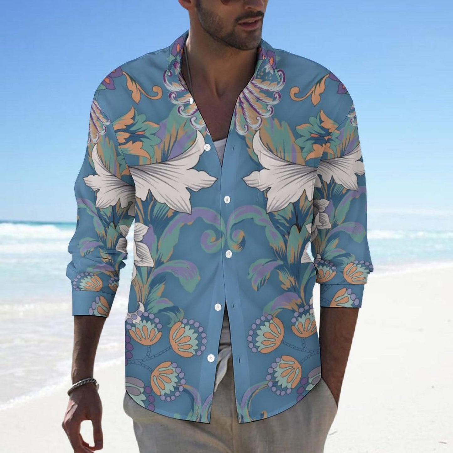 Men's Casual Printed Long Sleeve Shirt 2306103083